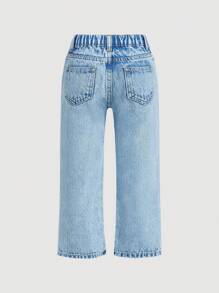 SHEIN Jeans droits avec ourlet effiloché et fente pour filles (jeune fille) mode Y2K