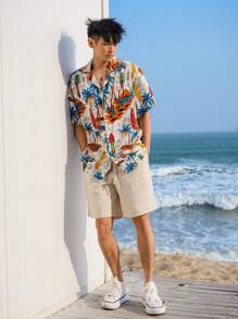 DAZY Nam bản in cây cọ Bãi biển mùa hè Áo sơ mi Hawaii - Nhiều màu - Xem 5