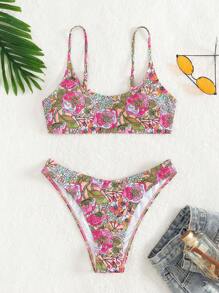 SHEIN Swim Bikini Badeanzug mit Blumendruck
