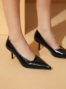 SheIn BIZ Của phụ nữ Đúng mốt Thấp Gót chân Pointed Toe Giường đơn Giày dép In Đen - màu đen - Xem 3