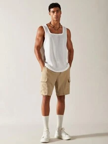 SWAVVY 男士窩花針織背心，無袖純白休閒背心 - 白色 - 查看 3