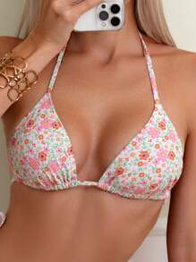 Swim Mod Dames Halterhals Bloemenprint Bikini tops Voor Zomer , Strand , Zwemmen , Roeping