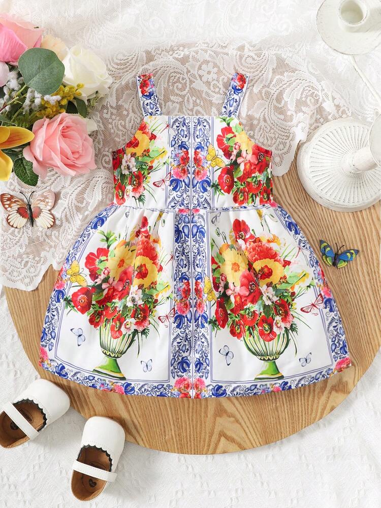 Baby Girl Floral Printed Dress For Spring/Summer