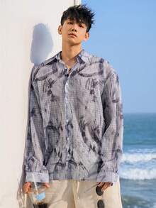DAZY Camisa de verano para hombre de patrón completo y tamaño grande - Multicolor - Ver 3
