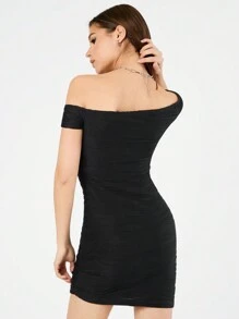 Forever 21 Của phụ nữ Màu thuần Bất đối xứng Đường viền cổ áo Đầm - màu đen - Xem 2