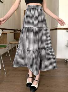 DAZY Women's Plaid Long Skirt,Ruffle Fall Skirts - Multicolor - View 3