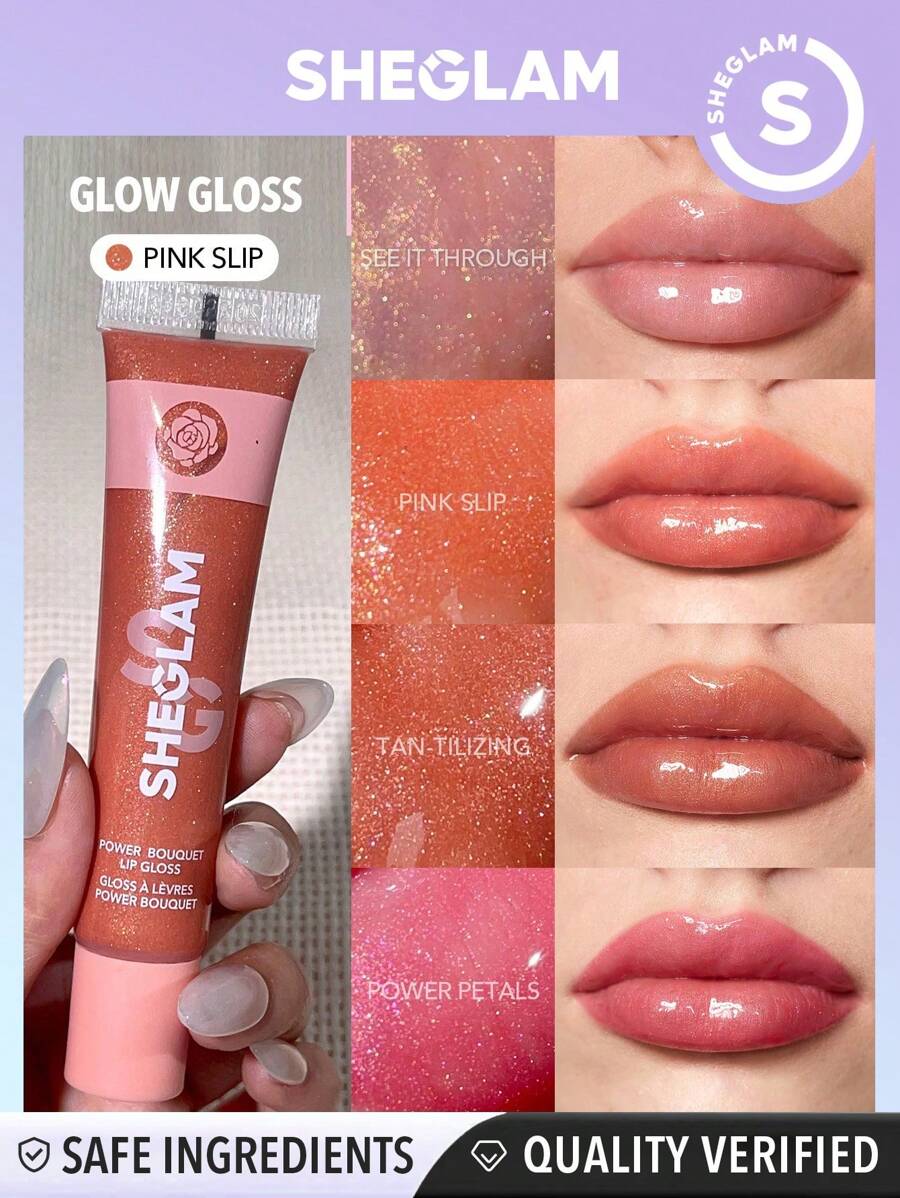 SHEGLAM Power Bouquet Lip GlossPink Slip Shiny Tinted Moisturizing Lip