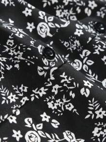 Manfinity Homme Men Long Sleeve Funny Graphic Collar Shirt With All-Over Print And Front Button Closure, For Dad And Me, Going Out, Daddy, For Fall - Black - View 4