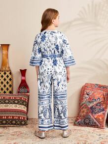 SHEIN Tween Girl Cute Paisley Pattern Jumpsuit - Multicolor - View 3