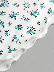 SHEIN Áo thun ngắn tay dệt kim hoa chắp vá cho cô gái tuổi teen - màu xanh lá - Xem 3
