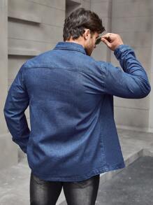 Manfinity Homme Men's Long Sleeve Denim Shirt With Pocket