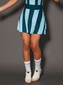 VARSITIE Striped Athletic Skirt - Multicolor - View 1