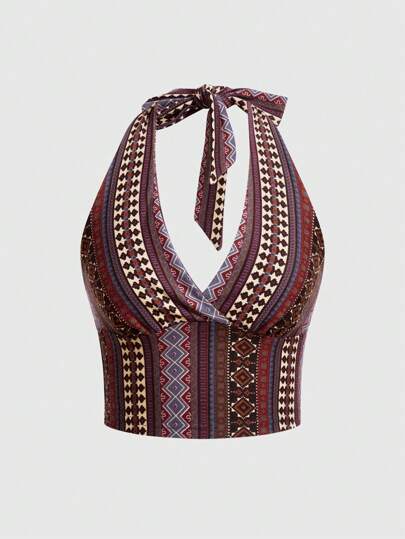 Hippie Débardeur À Col Halter Minimaliste Pour Femmes