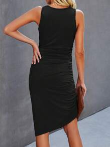 SHEIN Solid Ruched Bodycon Dress