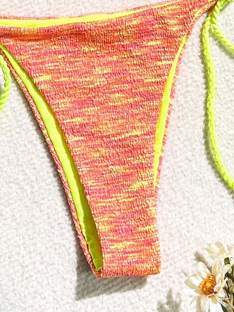 Women's Contrast Binding Knot Halter Bikini Set Summer