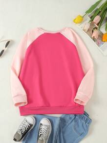 Tween Girls' Flower Pattern Crewneck Raglan Sleeve Sweatshirt