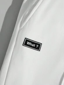 Manfinity RebelGame Màu thuần Eo dây rút Nam Nhung Quần thể thao - trắng - Xem 5