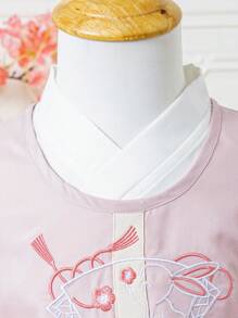 Baby Girl Spring/Summer Pink Hanfu Style Two-Piece Set, Suitable For Daily Wear, Casual Occasions And Festivals - Multicolor - View 4