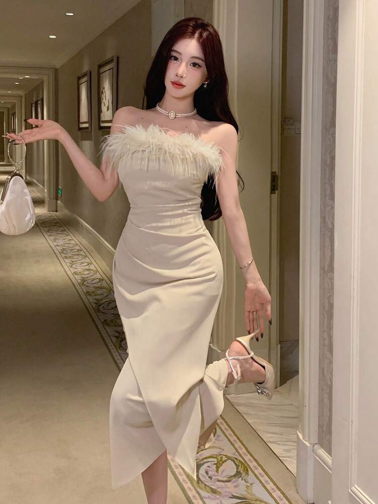 Homecoming Off Shoulder Bodycon Fish Tail Midi Dress For Women, Birthday ,New Year Eve Prom Dress Party Women Elegant Women Dresses Carnival