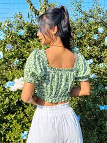 Soleia Của phụ nữ In hoa Dây rút Áo sơ mi - Nhiều màu - Xem 8