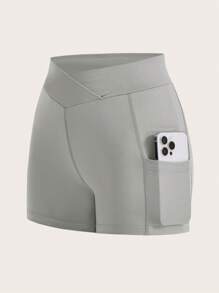 SHEIN EZwear Women's Knitted Cross Elastic High Waistband Short Leggings Booty Shorts - Multicolor - View 11