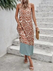 SHEIN Holidaya Allover Print Cami Dress - Multicolor - View 4