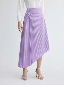 BizChic Women's Pleated Asymmetrical Hem Skirt
