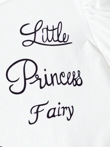 SHEIN Tween Girls' Cartoon Girl Pattern Bubble Sleeve T-Shirt Dress - White - View 6