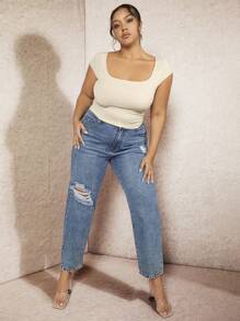 SHEIN BAE Spring Break Cheap Clothes Summer Women Shirts Summer Tops - Apricot - View 3