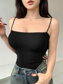 DAZY Camisola Corta De Mujer De Color Sólido Ajustada Con Tirantes De Espagueti