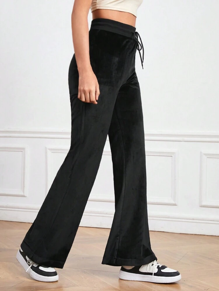 Flared Sports Pants With Front Tie