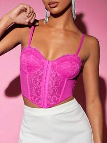 SHEIN BAE Áo nịt ngực Top Màu hồng Áo Mùa Xuân Hoa Mùa hè Áo hai dây Hoa Áo NỮ Áo ba lỗ - Màu Hồng Tươi - Xem 6