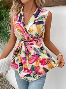 SHEIN Clasi Khăn quàng Áo không tay Với Họa tiết toàn bộ Thiết kế - Nhiều màu - Xem 5
