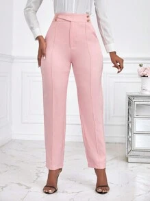 Lunelith SHEIN Lunessa Pantalones de traje de cintura alta y pierna entallada para mujer