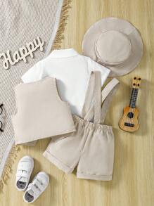 Souflis Souflis Short Sleeve Shirt With Bowtie & Suspenders And Shorts Baby Boy Gentlemen Outfit, Suitable For Festivals And Outdoor Activities. - Multicolor - View 3