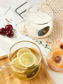 SHEIN Basic living 1入組有手柄的玻璃杯,家用透明水杯,適用於牛奶、酸奶和麥片