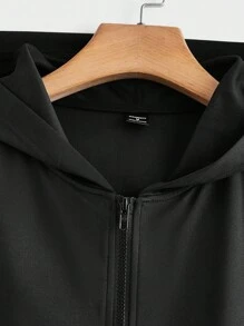 Manfinity VCAY Sudadera sin mangas de punto informal para hombres, con capucha, estilo de moda para salir, color negro, para regalar a amigos, esposo o novio