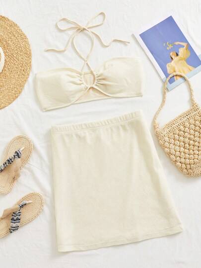 Dreamara 大尺碼純色度假兩件套裝