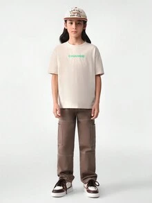 Tween Boys' Multi-Pocket Denim Pants - Khaki - View 3