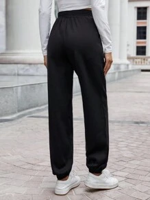 SHEIN Frenchy 斜口袋衛褲 - 黑色 - 查看 2