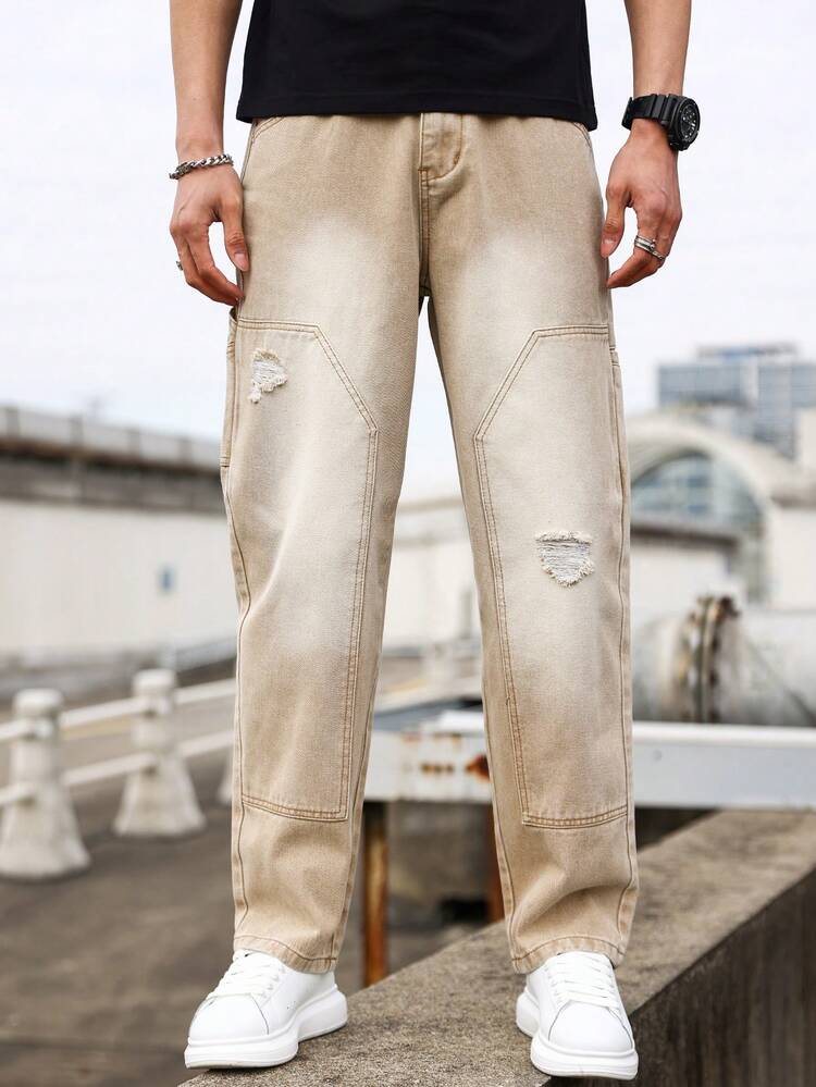 Men's Distressed Jeans With Pockets