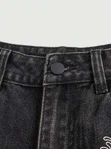 ROMWE Grunge Punk Women's Cross Print Denim Shorts - Dusty Blue - View 6