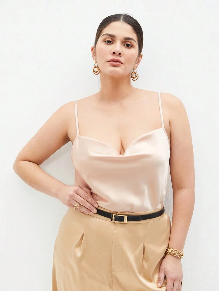 Plus Size Women's Cowl Collar Sleeveless Camisole Top