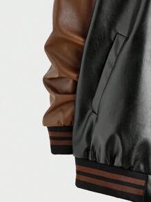 Manfinity Homme Chaqueta De Béisbol Para Hombre De Gran Tamaño Con Bloques De Color Y Estampado De Letras - Multicolor - Ver 5