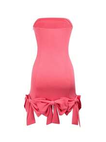 Enchnt Robe Bustier Pour Femme Avec Ourlet Décoré D'un nœud - Rose bonbon - Voir 7