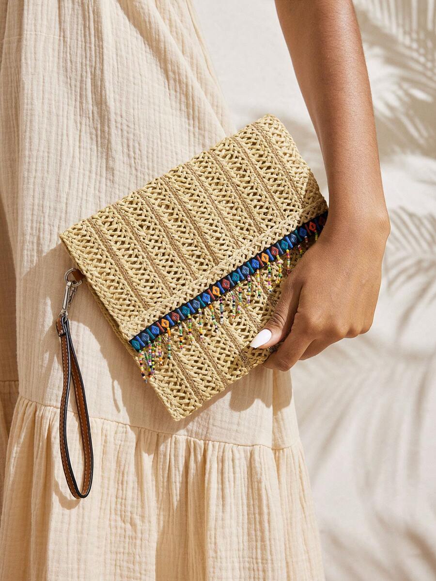 SHEIN VCAY Ladies' Beige Square Clutch Bag - Beige - View 1