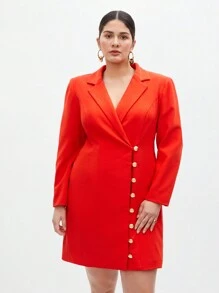 BizChic Vestido De Camisa Abotonado Y Envolvente De Talla Grande