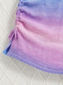 Teen Girl's Fashionable Ombre Color Knitted Cami Top And Skirt 2pcs Knitted Outfit - Multicolor - View 6