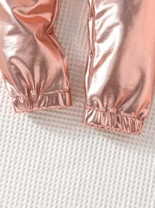 SHEIN Young Girl Zip Up Hooded Jacket & Pants & Heart Patched Tee - Pink - View 3