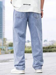 Manfinity Homme Men's Straight Leg Jeans - Light Wash - View 2
